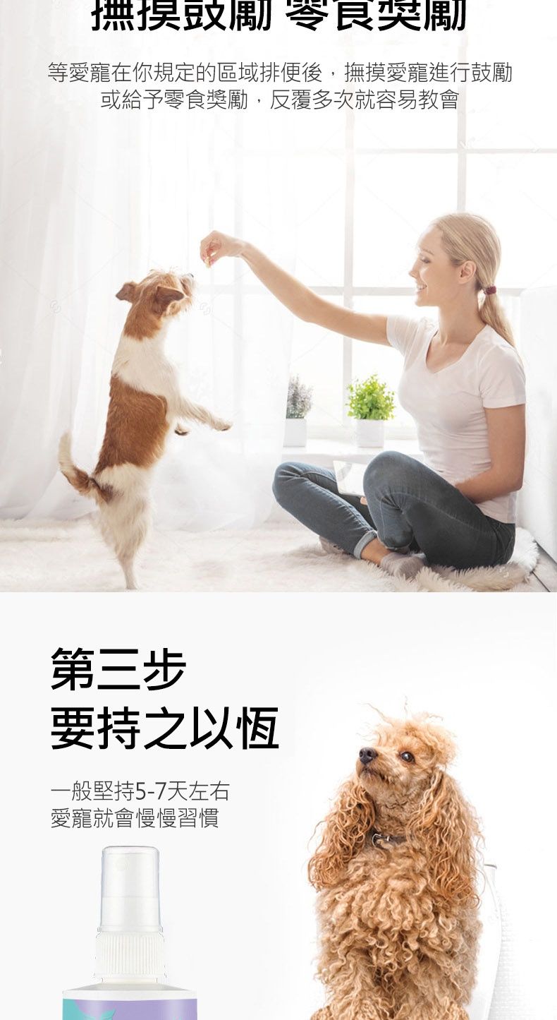 撫摸 獎勵等愛在你規定的區域排便後,撫摸愛寵進行鼓勵或給予零食獎勵,反覆多次就容易教會第三步要一般堅持5-7天左右愛寵就會慢慢習慣