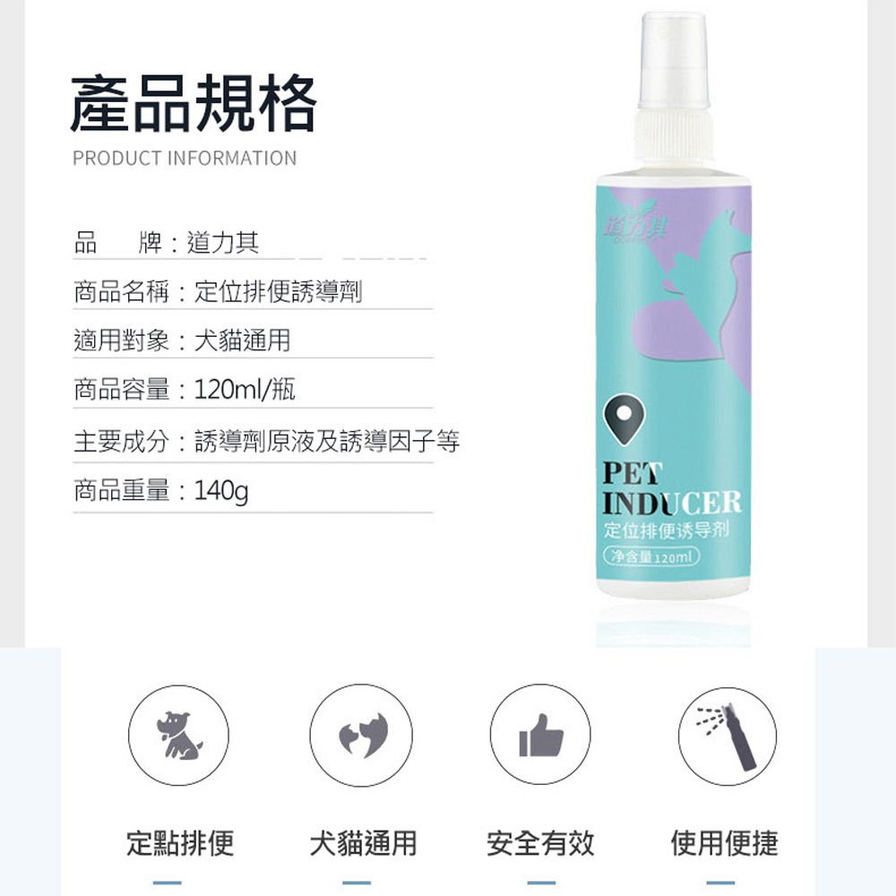  道力其 貓狗寵物定位排便誘導訓練噴-120ml(2罐)