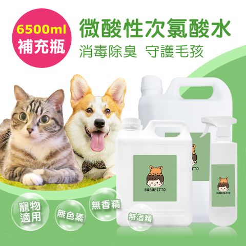 BUBUPETTO 毛小孩次氯酸水微酸性-超值組6000mlx1+超值家用瓶500mlx1