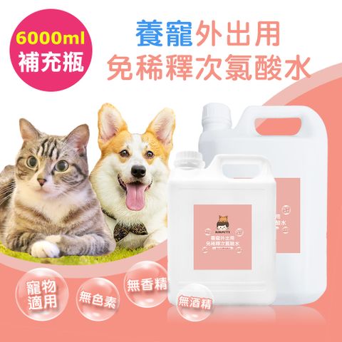 BUBUPETTO 毛孩外出用免稀釋次氯酸水-超值組6000mlx1組(毛小孩 寵物 用品)