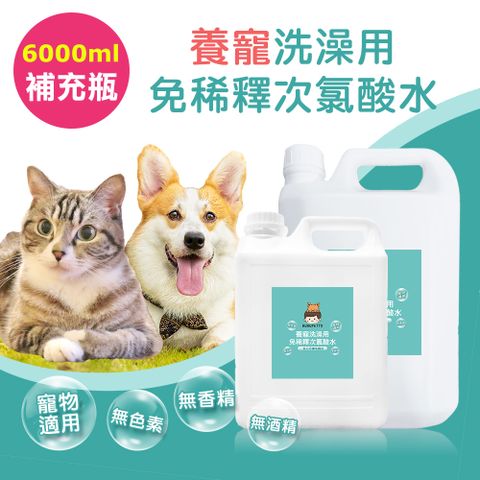 BUBUPETTO 毛孩洗澡用免稀釋次氯酸水-超值組6000mlx1組(毛小孩 寵物 洗澡)