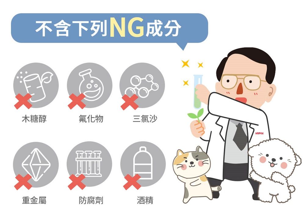 不含下列NG成分木糖醇氟化物三氯沙重金屬防腐劑酒精HOPAX