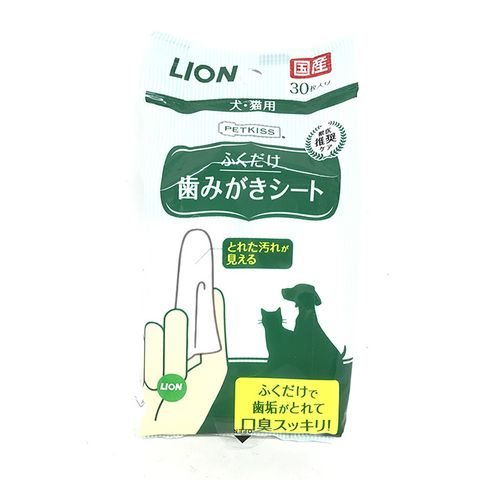 LION 日本獅王 日本  PETKISS 親親寵物潔牙布 (犬貓用) 無香味 30入