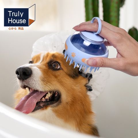 【Truly House】寵物洗澡按摩梳 按摩梳 貓梳 狗梳 梳毛 梳子 矽膠(兩款任選)