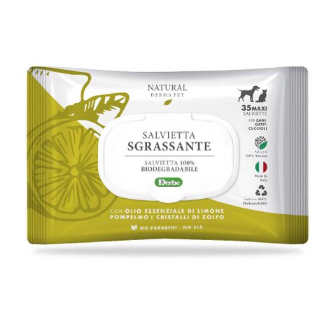 義大利《Derma帝美愛寵》功能型濕紙巾_調節油脂 Sgrassante 寵物專用濕紙巾