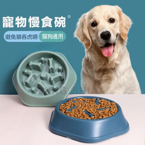 升級環保款 專為犬貓設計  骨頭型寵物防噎慢食碗  防打翻設計 北歐色系列 【北歐藍】