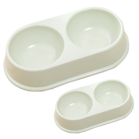 加厚素色橢圓寵物雙碗 綠色 