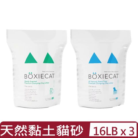 BOXIECAT 博識貓 【3包組】美國頂級 《 黏土凝結貓砂-原味綠芬》16磅/7.26kg