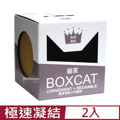 【2入組】貓家BOXCAT-極速凝結小球貓砂 12升(Litre)(極速凝結、灰標)
