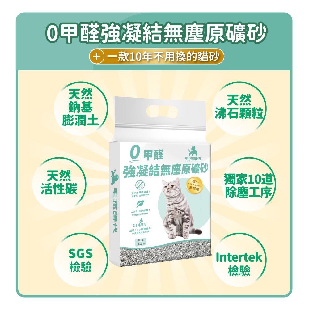 毛孩時代 0甲醛強凝結無塵原礦砂x2袋 (4kg/袋)