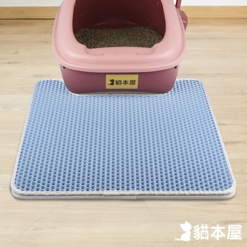 貓本屋 可水洗 U型雙層貓砂墊/落砂墊-水藍