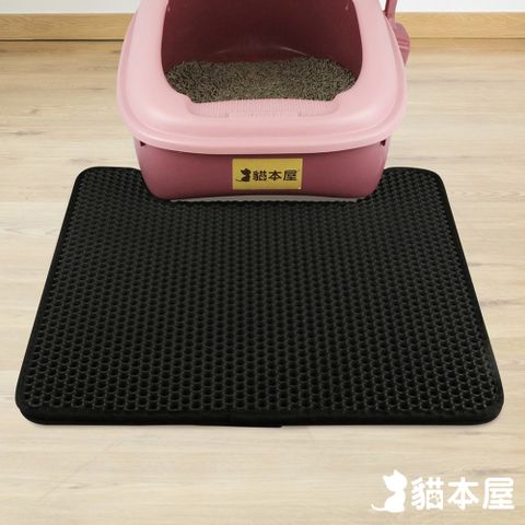 貓本屋 可水洗 U型雙層貓砂墊/落砂墊-黑色