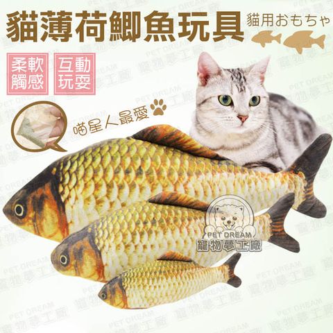 【PET DREAM】貓玩具S號 貓薄荷鯽魚玩具 寵物玩具 鯽魚 貓草 寵物用品 寵物 貓用品 貓抱枕 貓枕頭