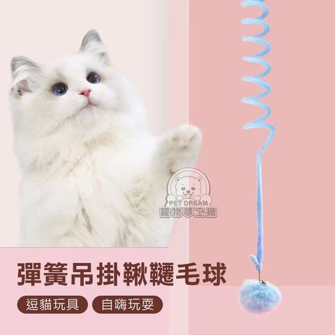 PET DREAM 彈簧吊掛鞦韆毛球 毛球彈簧貓咪玩具 貓咪自嗨 彈簧球 貓玩具 自嗨玩具 鈴鐺球