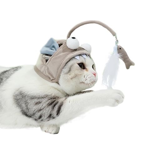 【PET DREAM】大眼燈籠魚自嗨頭套 貓咪自嗨大眼魚 逗貓帽 自嗨逗貓棒 寵物玩具 自動逗貓棒 造型逗貓棒 