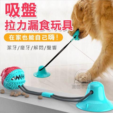 PET DREAM 寵物玩具 吸盤拉力玩具 狗狗磨牙球 拉力漏食玩具 啃咬潔齒橡膠球 潔牙玩具 漏食玩具