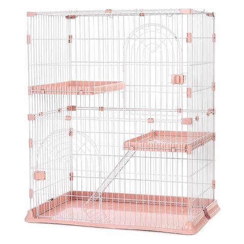 【PET DREAM】小款甜美粉優雅別墅三層貓籠 三層貓屋 貓屋 貓籠 鐵線烤漆 大空間 貓跳台 寵物籠