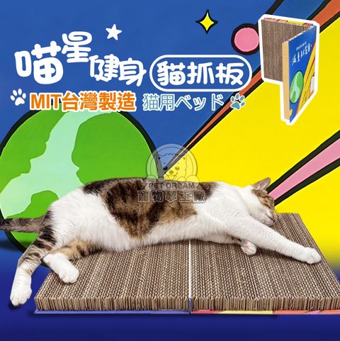 【PET DREAM】喵星健身貓抓板 摺疊貓抓板 貓抓板 耐磨貓抓板 貓玩具 瓦楞紙貓抓板 貓磨爪 耐磨不易掉屑