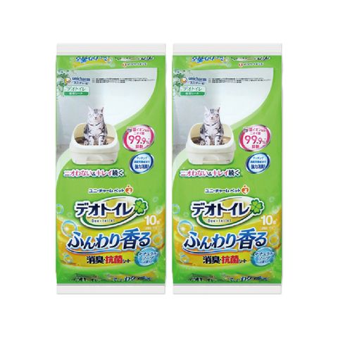 (2袋)日本Unicharm嬌聯-Ag銀離子1週間長效瞬吸乾爽寵物消臭大師貓尿墊-自然皂香(黃)10片/袋