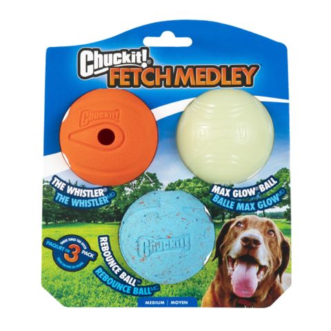 【Petmate】Chuckit 夜光風哨超彈球3入組-中