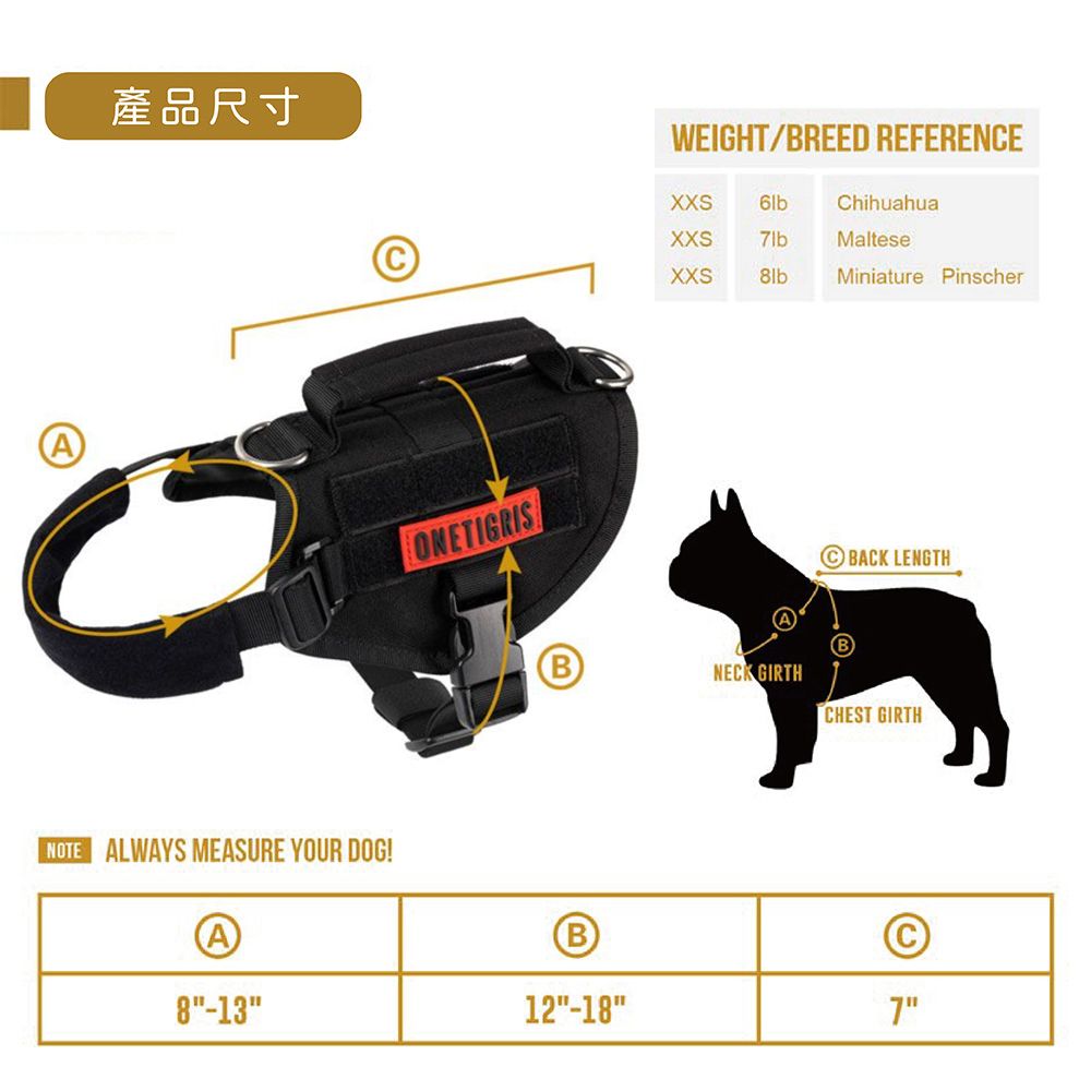 Dr.Storage 高強 OneTigris 壹虎 中小型犬戰術 MOLLE 背心 (XS) TG-GBX08