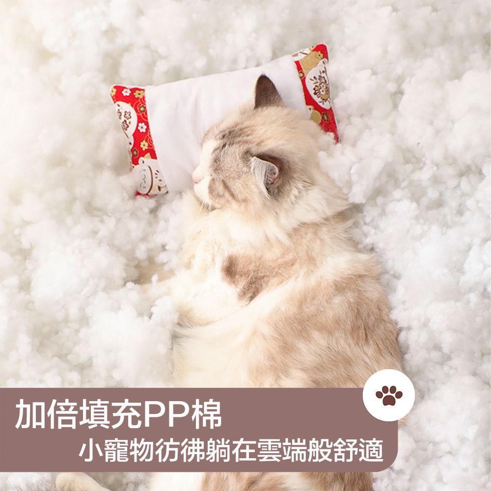 Pet Life PetLife 保暖柔軟日式被褥型可愛寵物窩 紅色招財貓 L