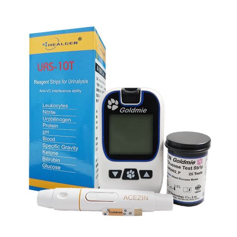 【Goldmie + Healgen】寵物血糖 機套組 + 寵物尿液試紙 (貓狗照護 尿液檢測 血糖量測)