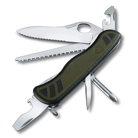 VICTORINOX 瑞士維氏 十用單手開防滑刀殼瑞士刀-軍綠 (08461.MWCH)