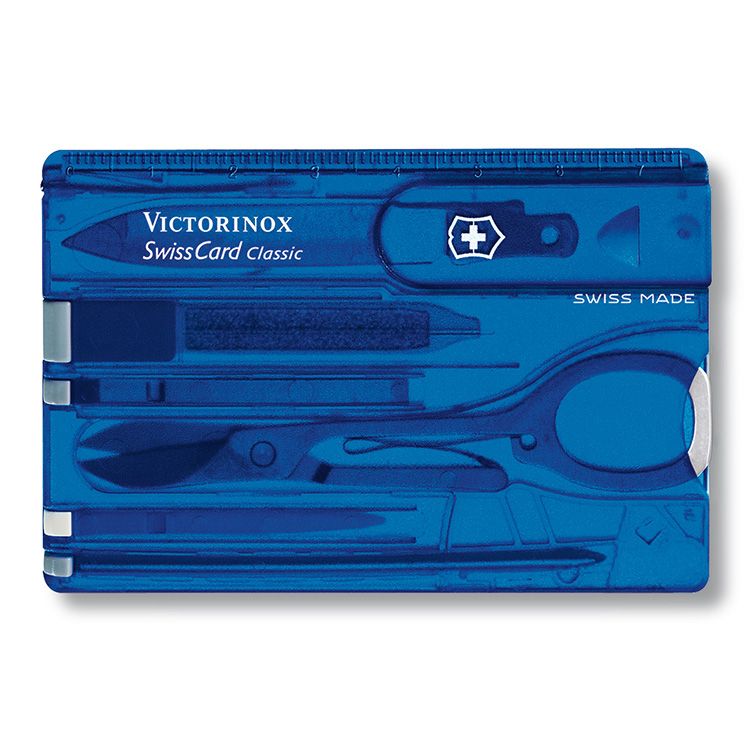 VICTORINOX 瑞士維氏 10用名片型瑞士刀-透明藍 (0.7122.T2)