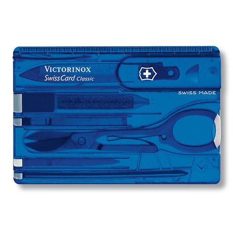 VICTORINOX 維氏 10用名片型瑞士刀-透明藍 (0.7122.T2)