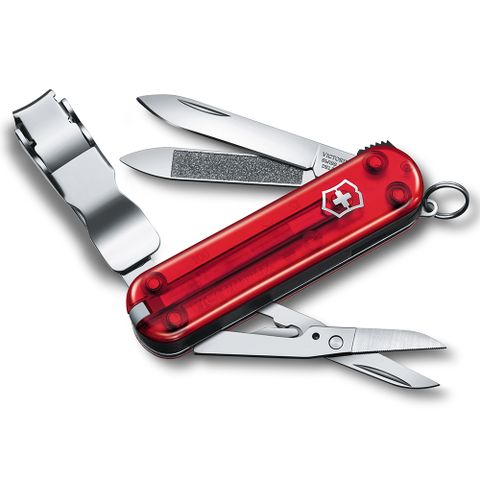 VICTORINOX 瑞士維氏 迷你8用指甲剪瑞士刀-透明紅 (0.6463.T)