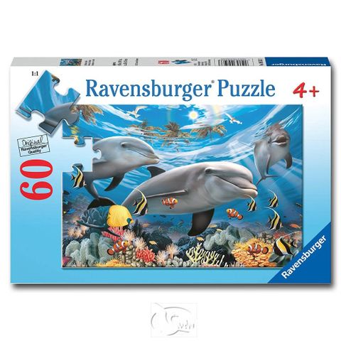 Ravensburger 維寶拼圖 【德國Ravensburg拼圖】微笑海豚Caribbean Smile-60片