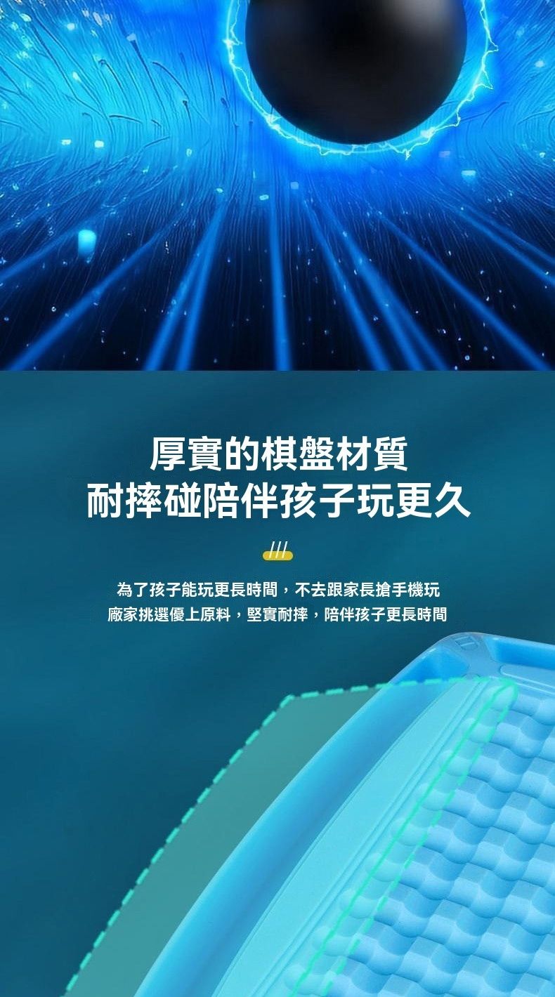 厚實的棋盤材質耐摔碰陪伴孩子玩更久為了孩子能玩更長時間,不去跟家長搶手機玩廠家挑選優上原料,堅實耐摔,陪伴孩子更長時間