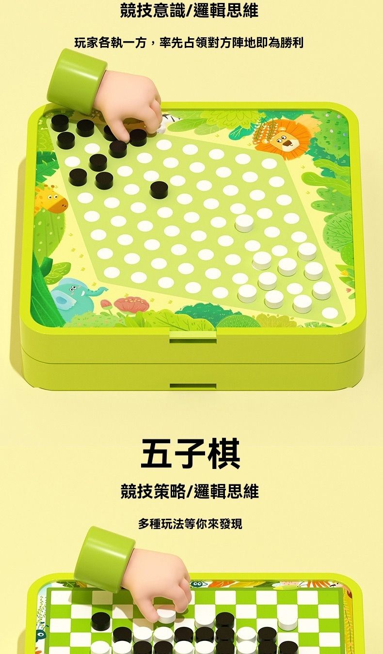 競技意識/邏輯思維玩家各執一方,率先占領對方陣地即為勝利五子棋競技策略/邏輯思維多種玩法等你來發現