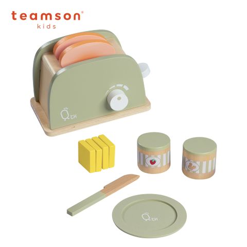 小廚師 Teamson法蘭克福木製玩具烤麵包機組 - 綠色