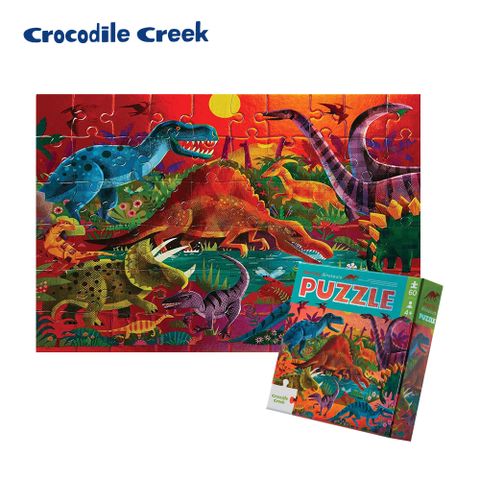 【美國Crocodile Creek】幻彩雷射拼圖60片-侏儸紀公園 	玩出孩子大世界拼出孩子學習力