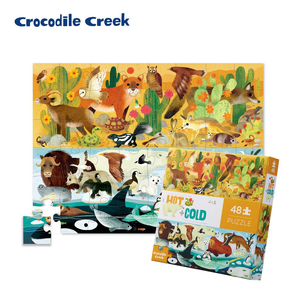  【美國Crocodile Creek】探索主題拼圖48片-沙漠冰河 	玩出孩子大世界拼出孩子學習力