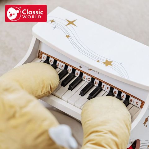 【德國 classic world 客來喜經典木玩】木製兒童鋼琴-純白幻想曲《40536》