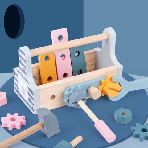(經典木玩)木製百變螺母早教益智啟蒙工具箱玩具