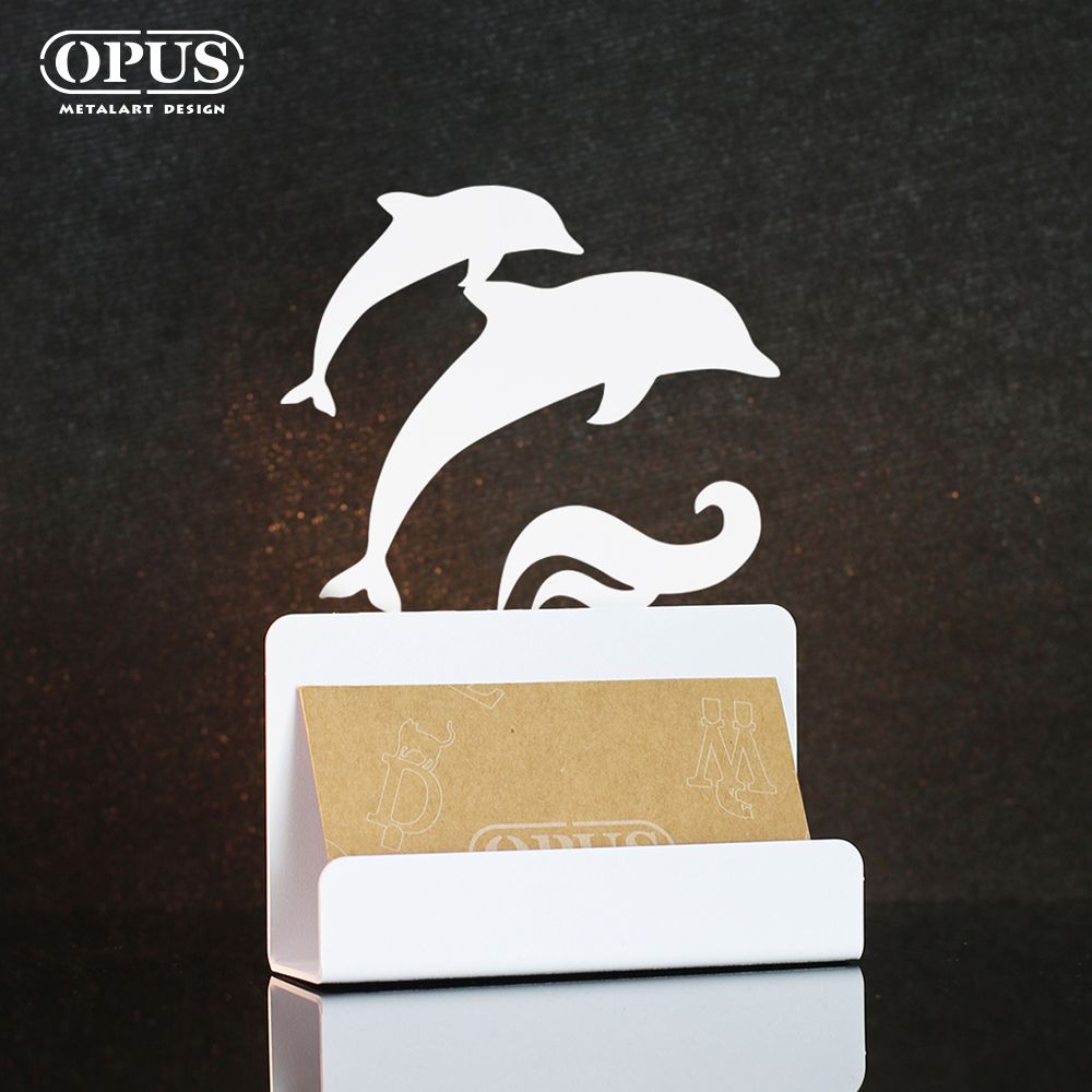 OPUS 東齊金工  歐式鐵藝名片座《海豚》優雅白