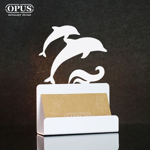 OPUS 東齊金工 歐式鐵藝名片座《海豚》優雅白