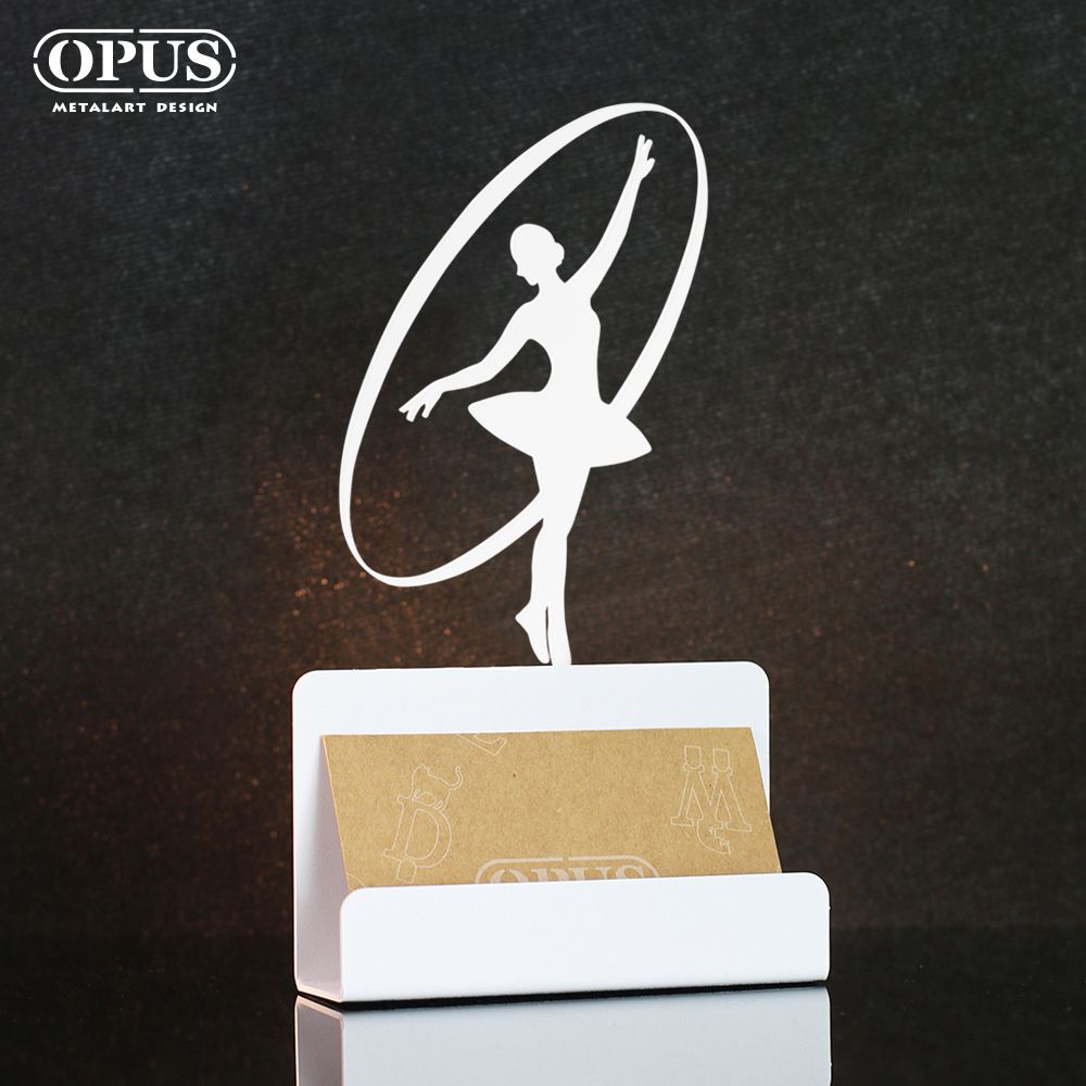OPUS 東齊金工  歐式鐵藝名片座《芭蕾》優雅白