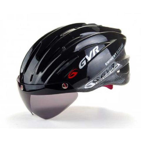 【路達自行車衣百貨】GVR 素色系列安全帽(附風鏡)-黑色G203V▼原價$1280
