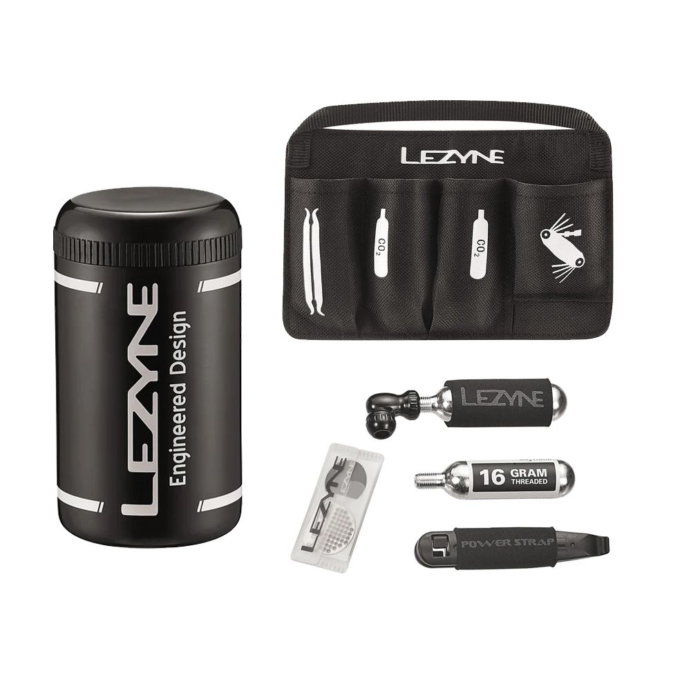 LEZYNE 工具罐組 附CO2鋼瓶+挖胎棒+補胎片 FLOW CADDY+REPAIR KIT  (工具罐/工具收納/工具/維修/補胎/自行車/單車)