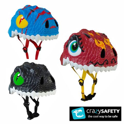 家有恐龍控寶貝必須買!crazySAFETY瘋狂安全帽 丹麥設計3D動物造型兒童安全帽-恐龍