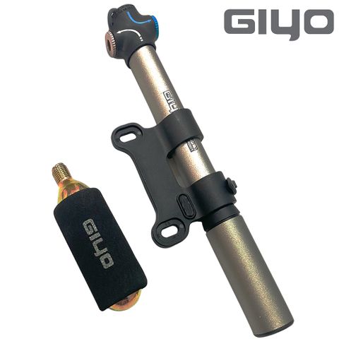《GIYO》2合1鋁合金手動+CO2鋼瓶快速打氣筒