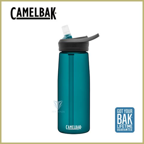 贈防塵蓋[CamelBak] 750ml eddy+多水吸管水瓶 潟湖藍