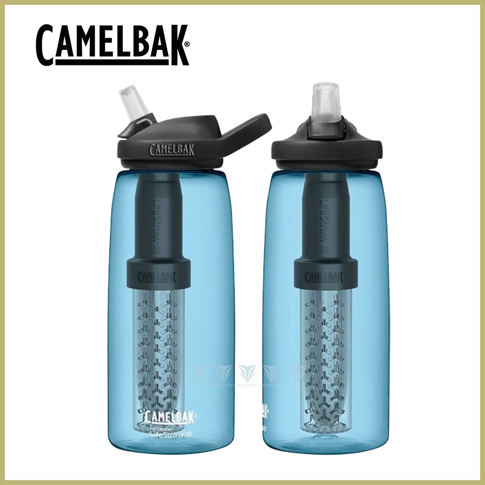 CamelBak  1000ml LifeStraw濾心 eddy+多水吸管水瓶RENEW 透藍