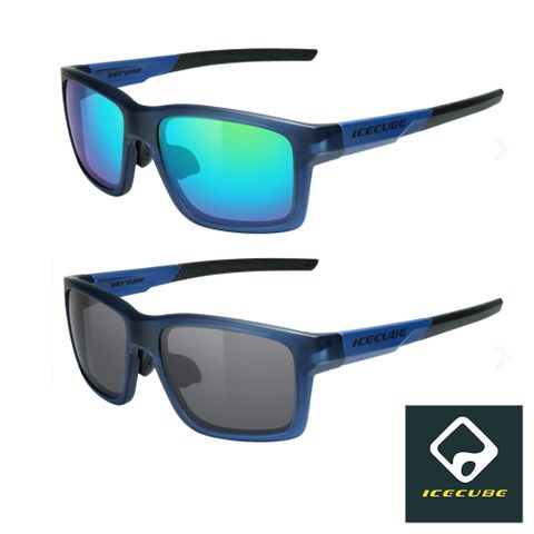 ICECUBE 台灣製偏光片抗UV400運動/休閒太陽眼鏡VERANO-霧透深藍框軍藍標