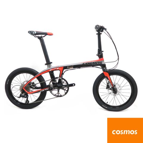 COSMOS FD-Z1碳纖維車架20吋9速碟煞折疊單車/碳纖小折-鈦黑紅